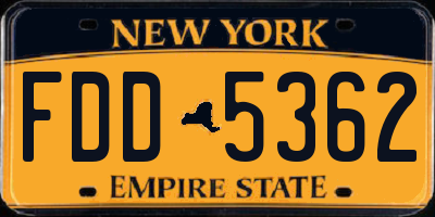 NY license plate FDD5362