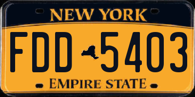 NY license plate FDD5403