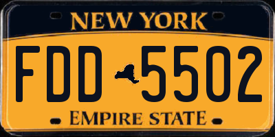 NY license plate FDD5502