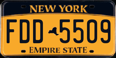 NY license plate FDD5509