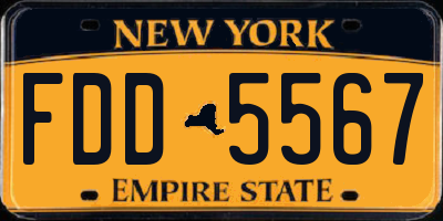NY license plate FDD5567