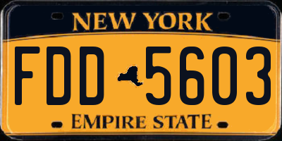 NY license plate FDD5603
