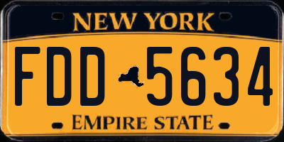 NY license plate FDD5634