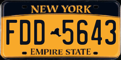 NY license plate FDD5643