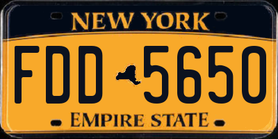 NY license plate FDD5650