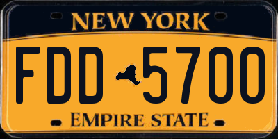 NY license plate FDD5700