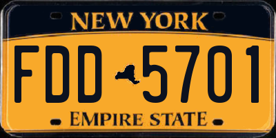 NY license plate FDD5701