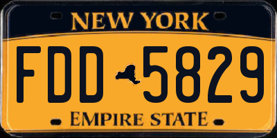 NY license plate FDD5829