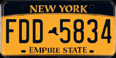 NY license plate FDD5834