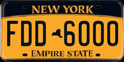 NY license plate FDD6000