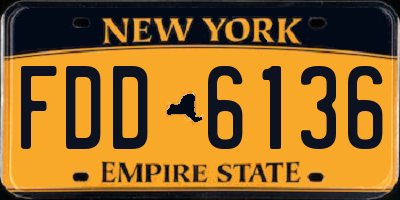 NY license plate FDD6136