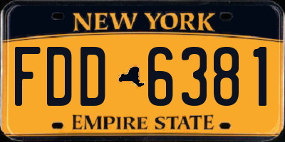 NY license plate FDD6381