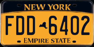 NY license plate FDD6402