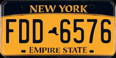 NY license plate FDD6576