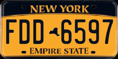 NY license plate FDD6597