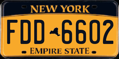 NY license plate FDD6602