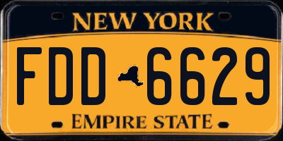 NY license plate FDD6629