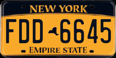 NY license plate FDD6645