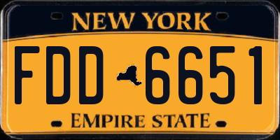 NY license plate FDD6651