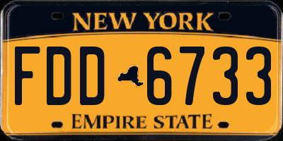 NY license plate FDD6733