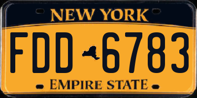 NY license plate FDD6783