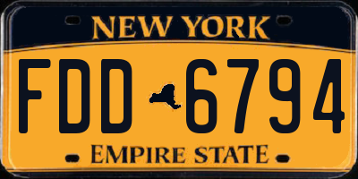 NY license plate FDD6794