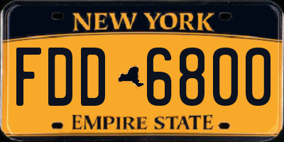 NY license plate FDD6800