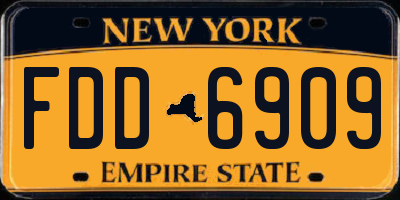NY license plate FDD6909