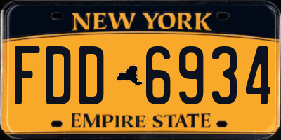 NY license plate FDD6934