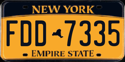 NY license plate FDD7335