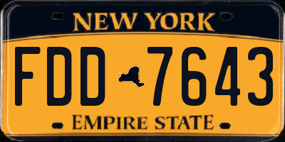 NY license plate FDD7643