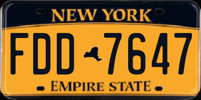 NY license plate FDD7647