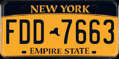 NY license plate FDD7663