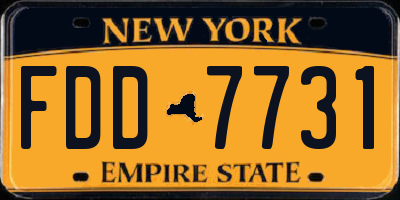 NY license plate FDD7731