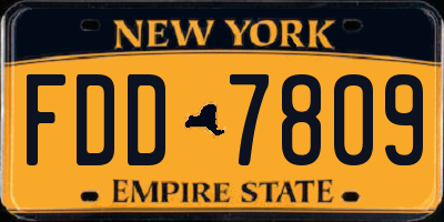 NY license plate FDD7809
