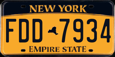NY license plate FDD7934
