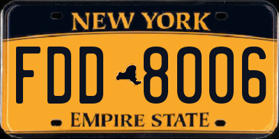 NY license plate FDD8006