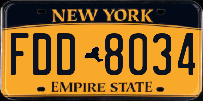 NY license plate FDD8034