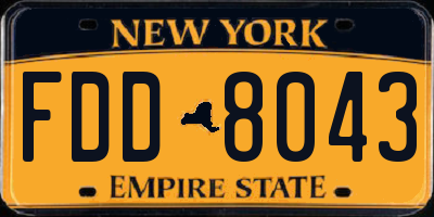 NY license plate FDD8043