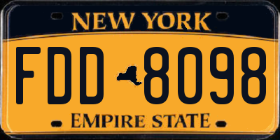NY license plate FDD8098