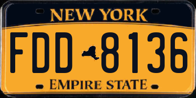 NY license plate FDD8136