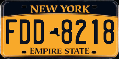 NY license plate FDD8218