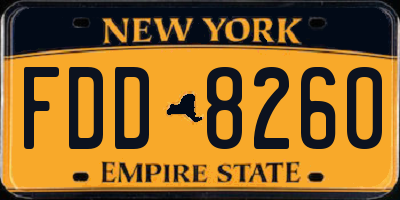 NY license plate FDD8260