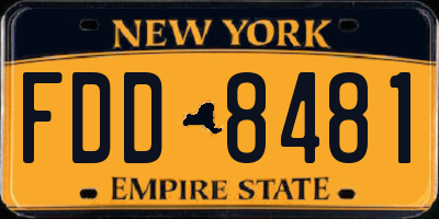 NY license plate FDD8481
