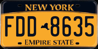 NY license plate FDD8635