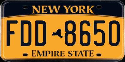 NY license plate FDD8650