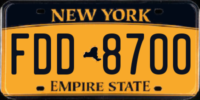 NY license plate FDD8700