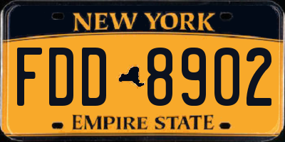 NY license plate FDD8902