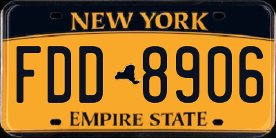 NY license plate FDD8906