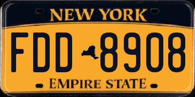NY license plate FDD8908